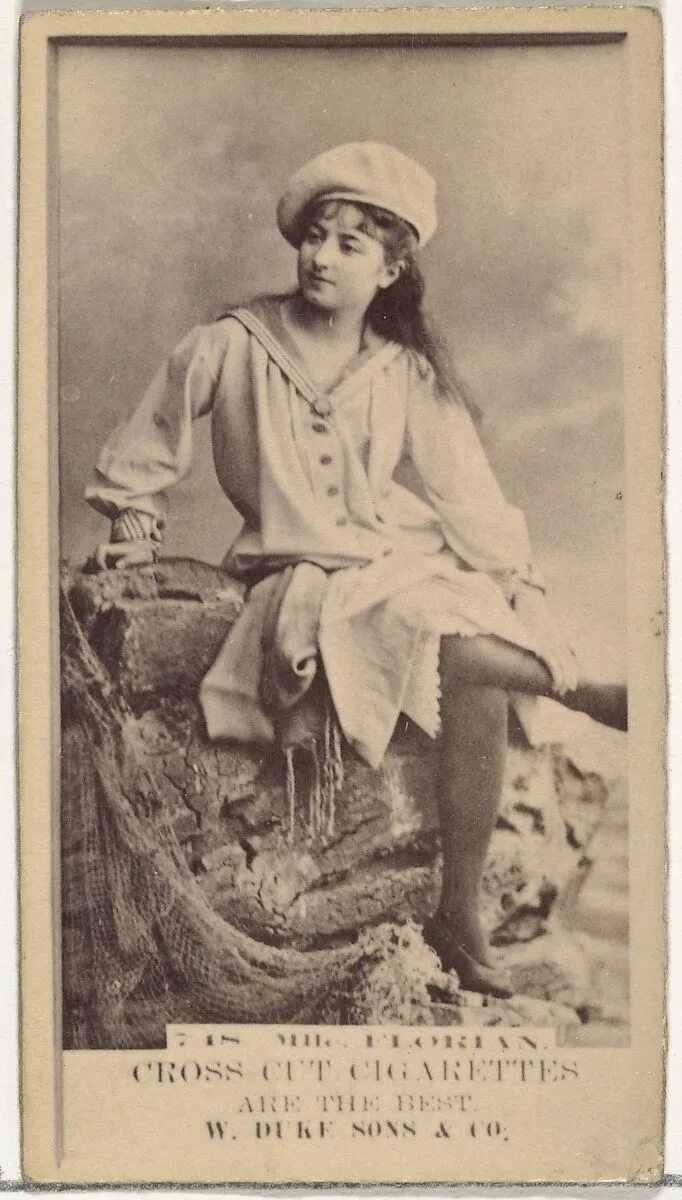 Card Number 718, Miss Florian, from the Actors and Actresses series (N145-3) issued by Duke Sons & Co. to promote Cross Cut Cigarettes — W. Duke, Sons & Co.
