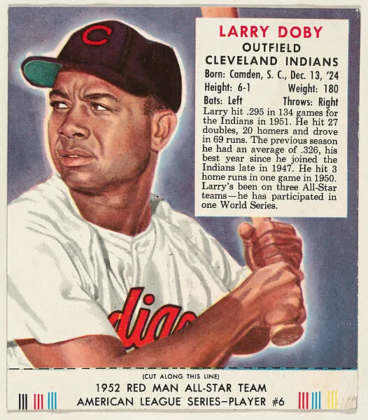 Larry Doby, from the Red Man All-Star Team series (T232), issued by Red Man Chewing Tobacco — Red Man Chewing Tobacco