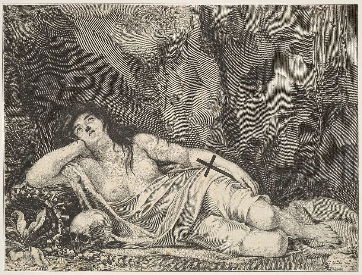 St. Mary Magdalen Reclining in a Grotto — Claude Mellan|Claude Goyrand