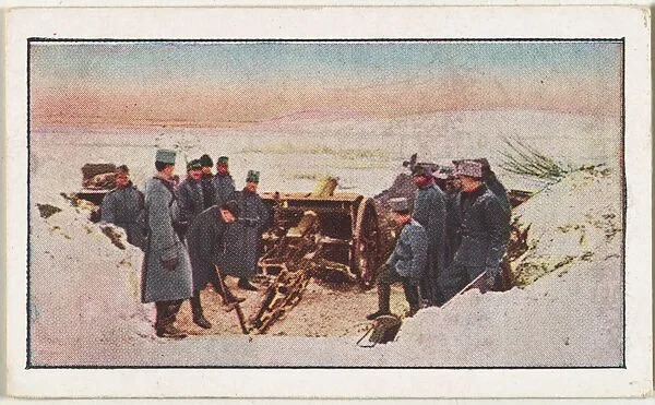Card No. 247, Austrian Field Battery Protecting a Pass in Galicia, from the World War I Scenes series (T121) issued by Sweet Caporal Cigarettes — American Tobacco Company|Underwood & Underwood