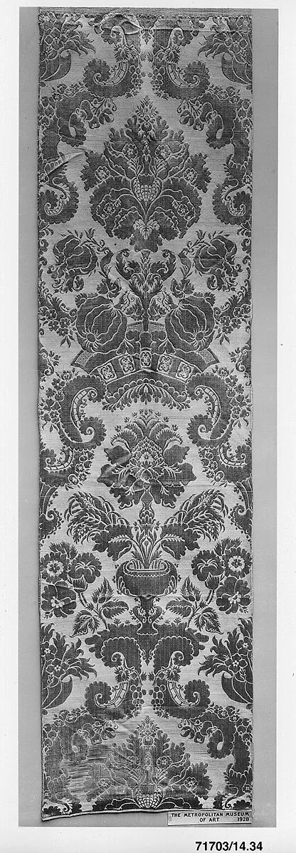 Lengths of brocatelle used as wall covering — Unknown