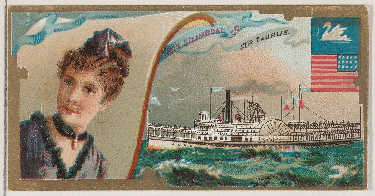 Steamship Taurus, Iron Steamboat Company, from the Ocean and River Steamers series (N83) for Duke brand cigarettes — W. Duke, Sons & Co.