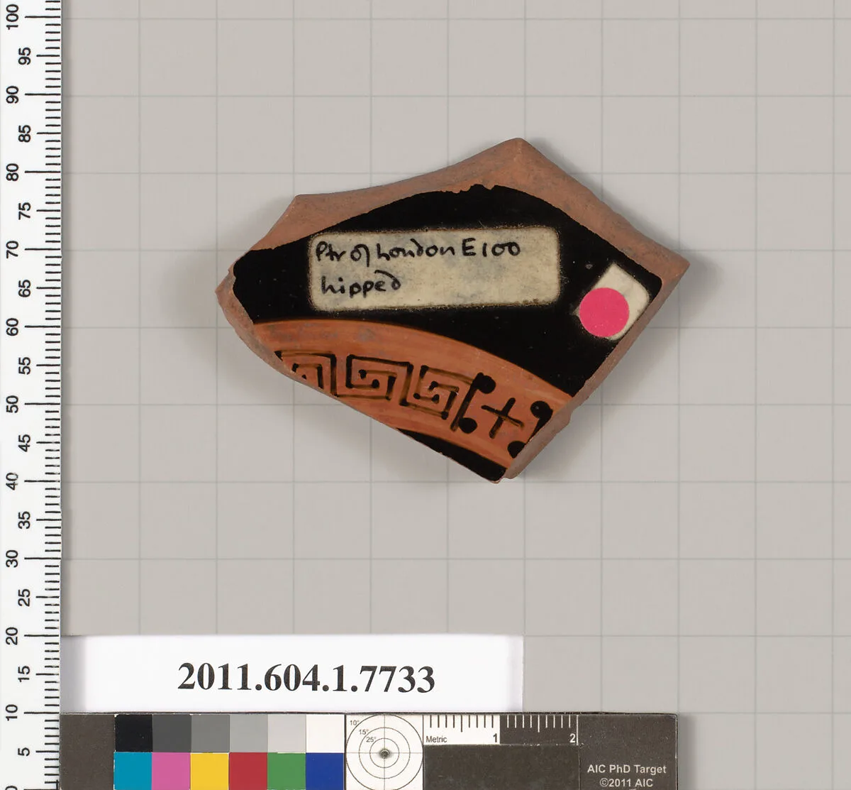 Terracotta fragment of a kylix (drinking cup) — Painter of London E 100
