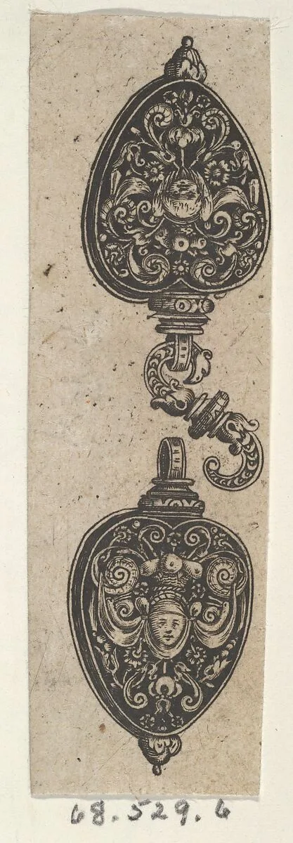 Design for a Brooch with Two Heart-Shaped Pieces — Theodor de Bry