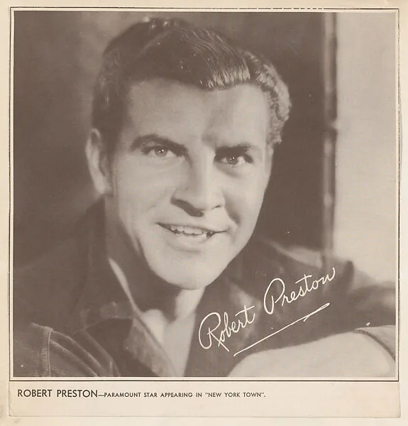 Robert Preston, bakery card from the Film Celebrities series (D31), issued by the Ward Baking Company — Ward Baking Company