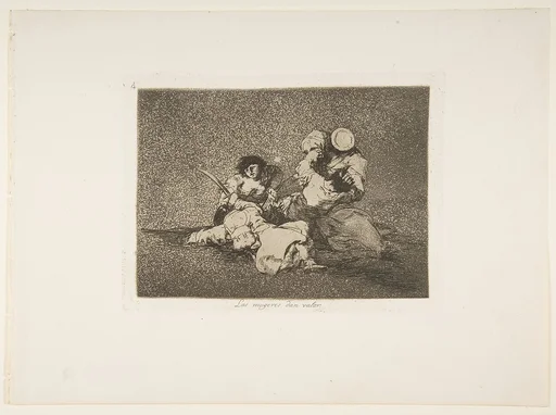 Plate 4 from "The Disasters of War" (Los Desastres de la Guerra): 'The women give courage' (Las mugeres dan valor)
