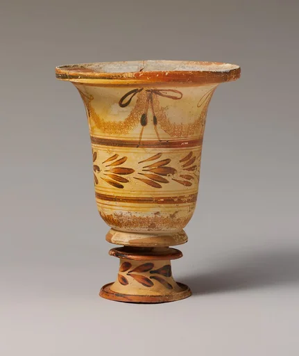 Terracotta flaring bowl on stand