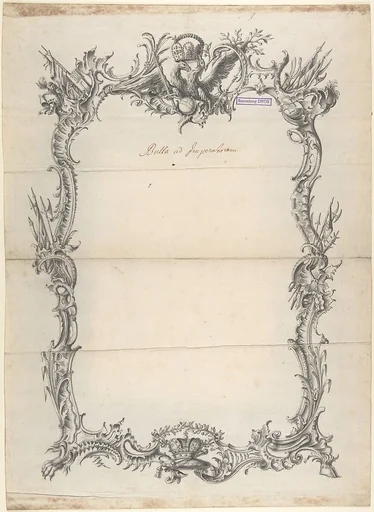 Design for a frame with Eagles and Trophies
