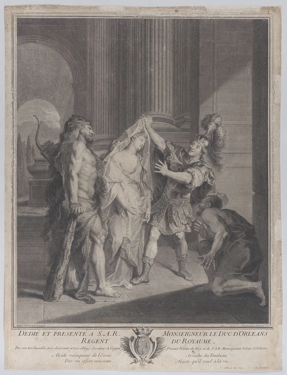 Hercules bringing Alcestis back to her husband Admetus — Louis Desplaces|Antoine Coypel