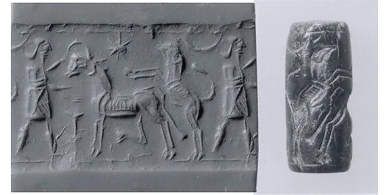 Cylinder seal with animal husbandry scene — Unknown