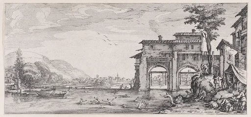 Les Baigneurs (The Bathers), from Paysages Gravés pour Jean de Médicis appelées aussi Paysages Dessinés a Florence, Vues de Florence, Paysages d'Italie, et Paysages Définitifs (Landscapes Engraved for Giovanni de'Medici, Landscapes Designed in Florence, Views of Florence, Landscapes of Italy, and Definitive Landscapes)