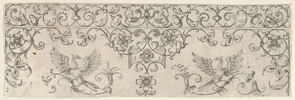 Friezes with Birds, Flowers and Meandering Wreaths and Scrolls (7) — Theodor Bang|Balthasar Caymox