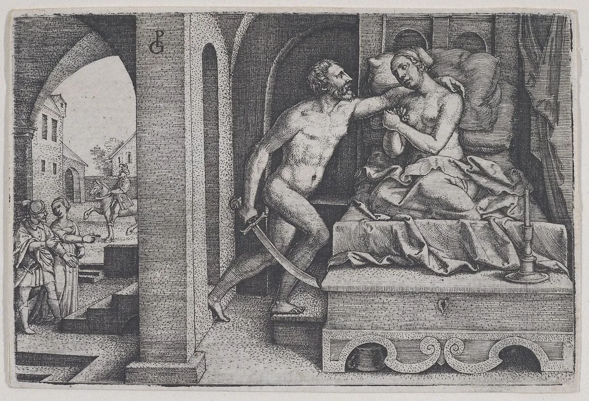 Tarquinius Rapes Lucretia, from Scenes from Roman History — Georg Pencz
