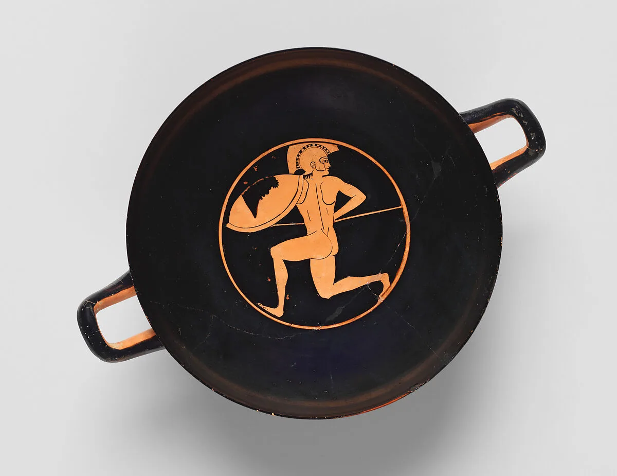 Terracotta kylix (drinking cup) — Epiktetos