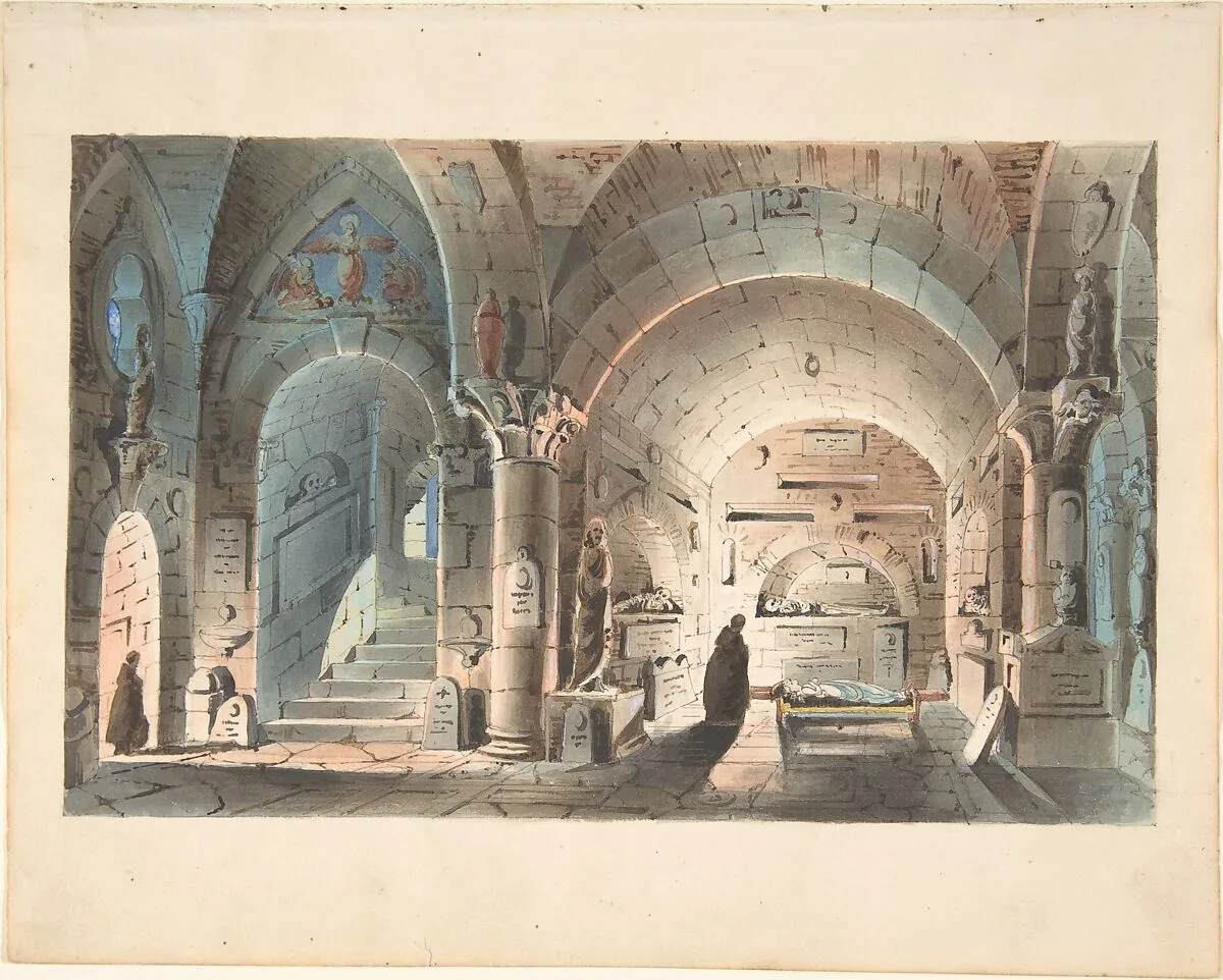 Design for a Stage Set: Crypt Scene — Anonymous, Italian, 19th century