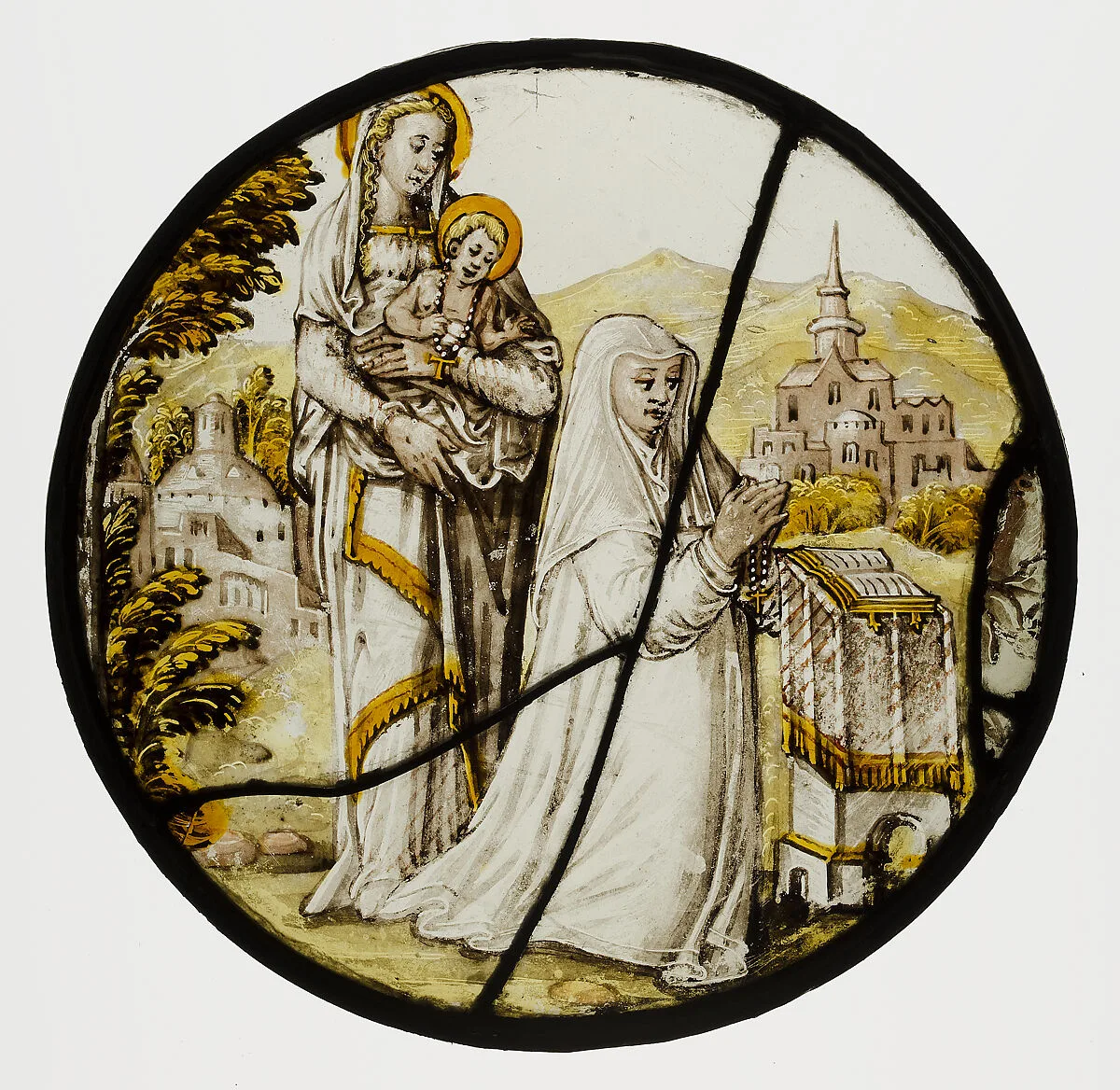 Roundel with Virgin and Child and a Carmelite Donatrix — Unknown