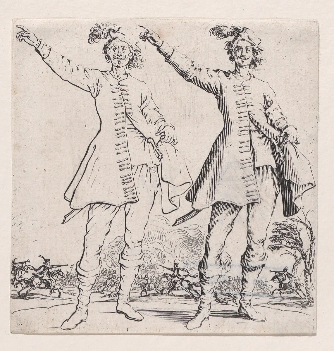 Le Turc vu de Face, Levant le Bras Droit (Front View of the Turk, Raising his Right Arm), from Varie Figure (Various Figures) — Jacques Callot
