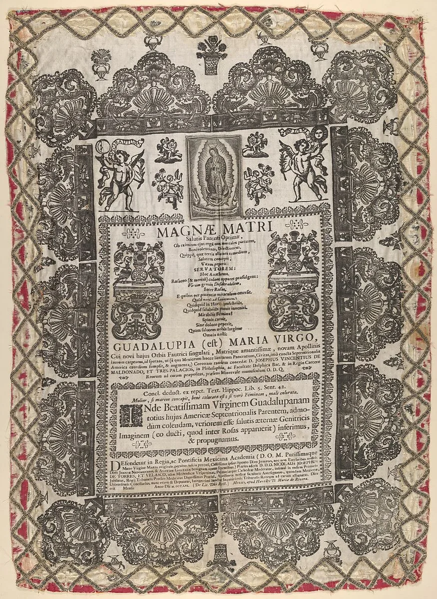 Thesis Proclamation of José Vicente Maldonado y Trespalacios, dedicated to the Virgin of Guadalupe — Baltasar Troncoso y Sotomayor|Herederos de María de Rivera