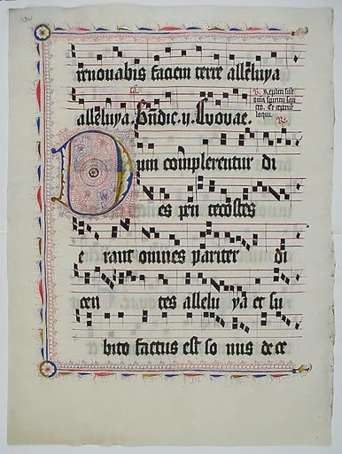 Manuscript Leaf with Initial D, from an Antiphonary