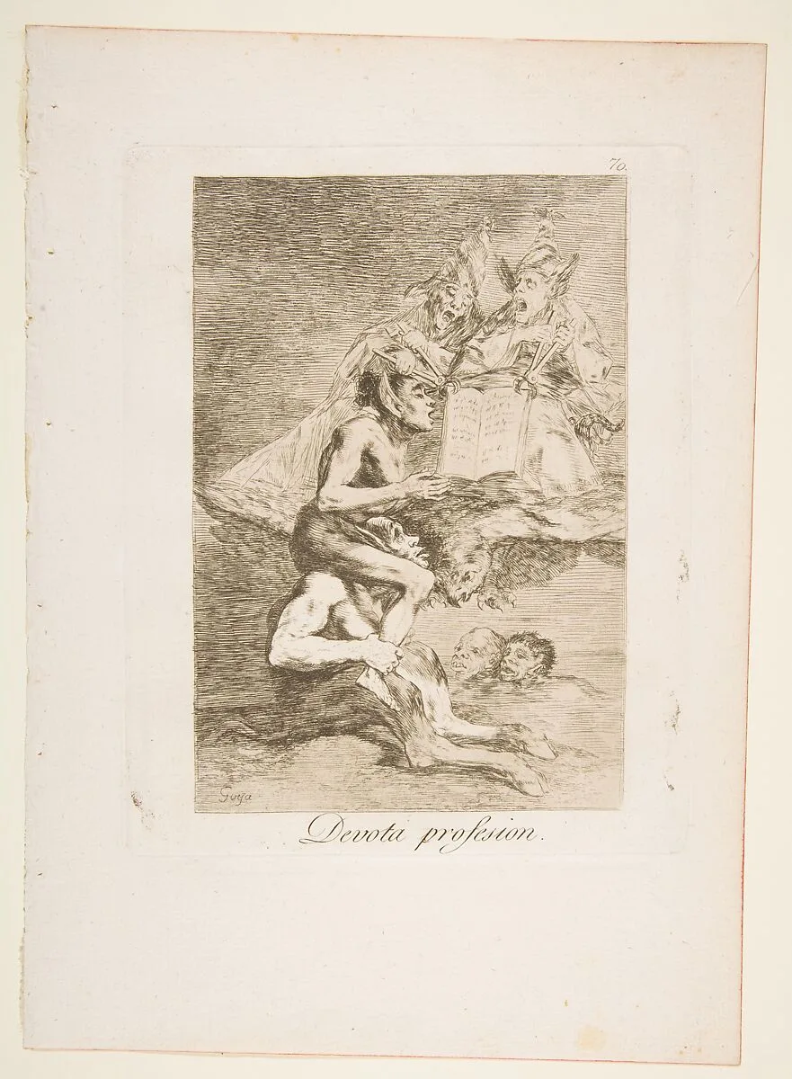 Plate 70 from "Los Caprichos": Devout Profession (Devota profesion) — Goya (Francisco de Goya y Lucientes)
