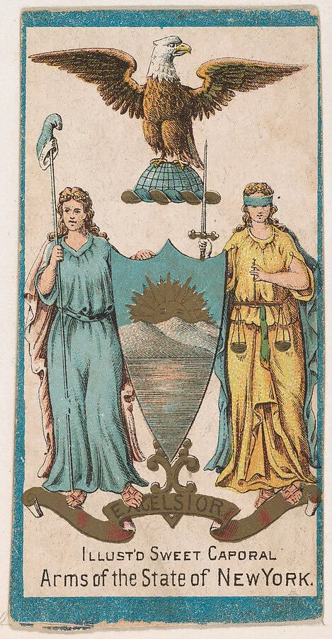 Arms of the State of New York, from the Military Series (N224) issued by Kinney Tobacco Company to promote Sweet Caporal Cigarettes — Kinney Brothers Tobacco Company