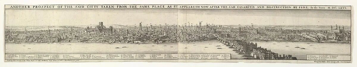 Prospects of London Before and After the Great Fire — Wenceslaus Hollar