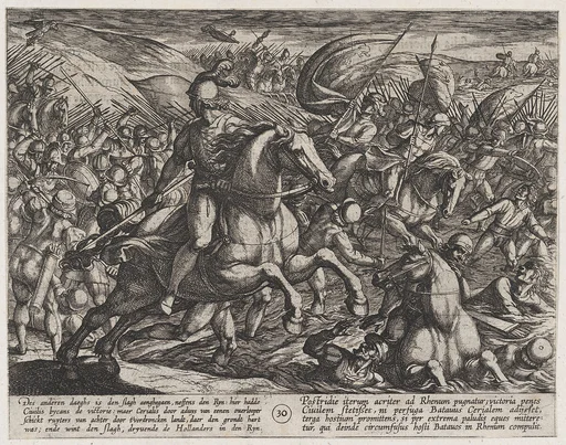 Plate 30: Cerialis Driving the Dutch into the Rhine, from The War of the Romans Against the Batavians (Romanorvm et Batavorvm societas)