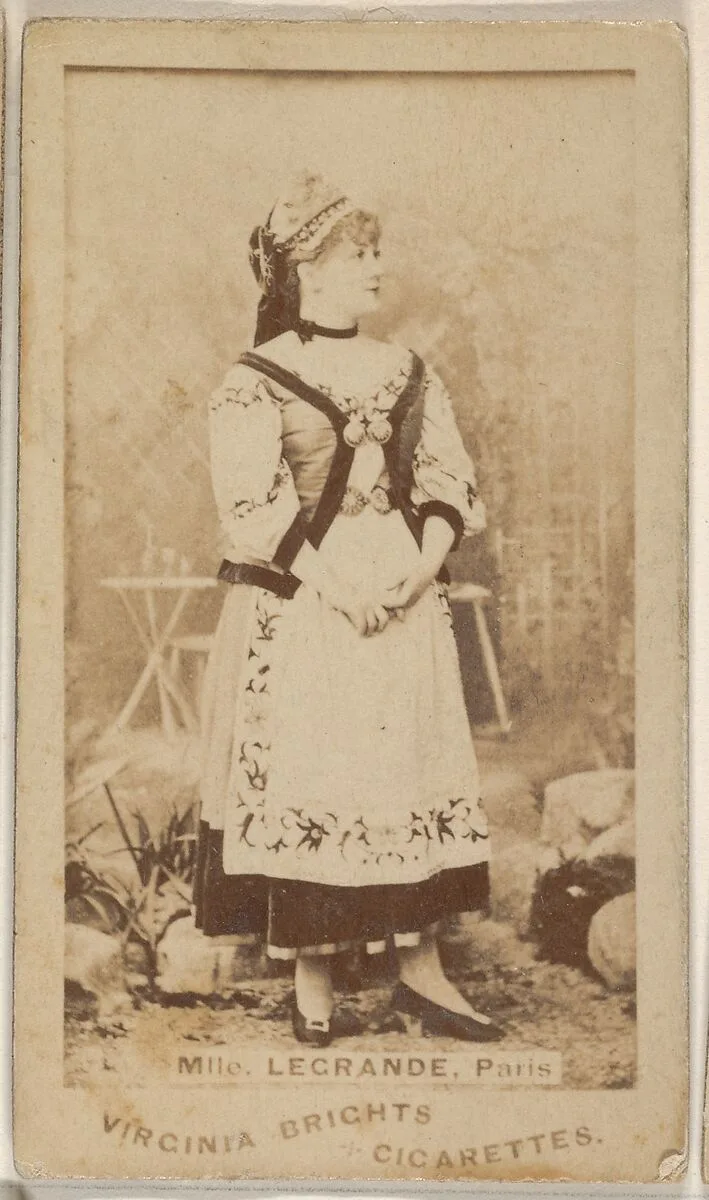 Mlle. Legrande, Paris, from the Actors and Actresses series (N45, Type 1) for Virginia Brights Cigarettes — Allen & Ginter
