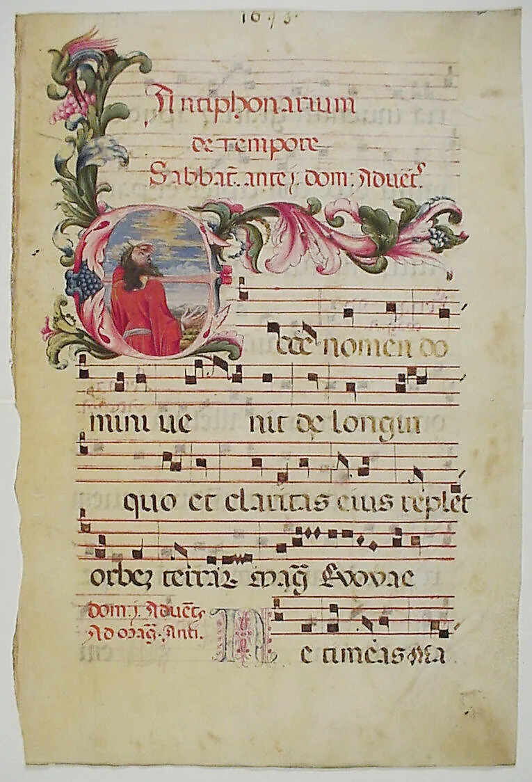 Manuscript Leaf with Initial E, from an Antiphonary — Unknown