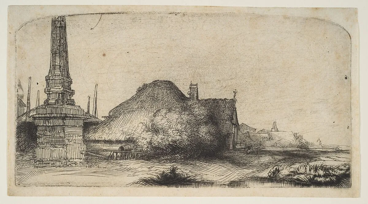 Cottage and Boundary Post on the Spaarndammerdijk ('L'Obelisque') — Rembrandt (Rembrandt van Rijn)