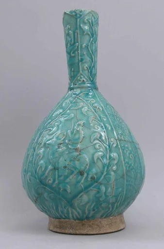 Bottle with Figures Riding Buffaloes or Antilopes, and Monkeys