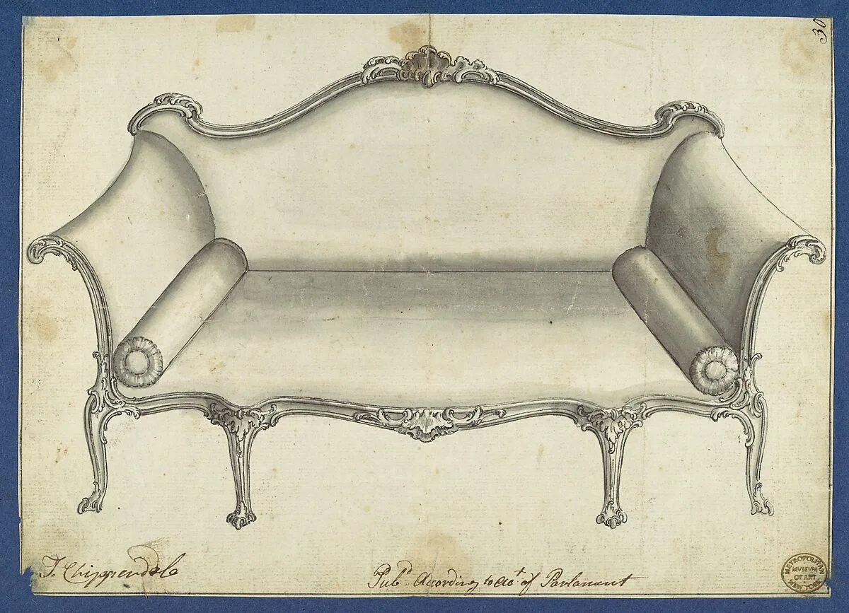 Sofa, in Chippendale Drawings, Vol. I — Thomas Chippendale