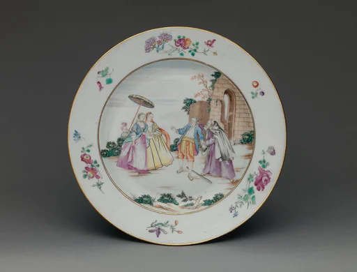 Plate with scene from "Les Oies de Frère Philippe"