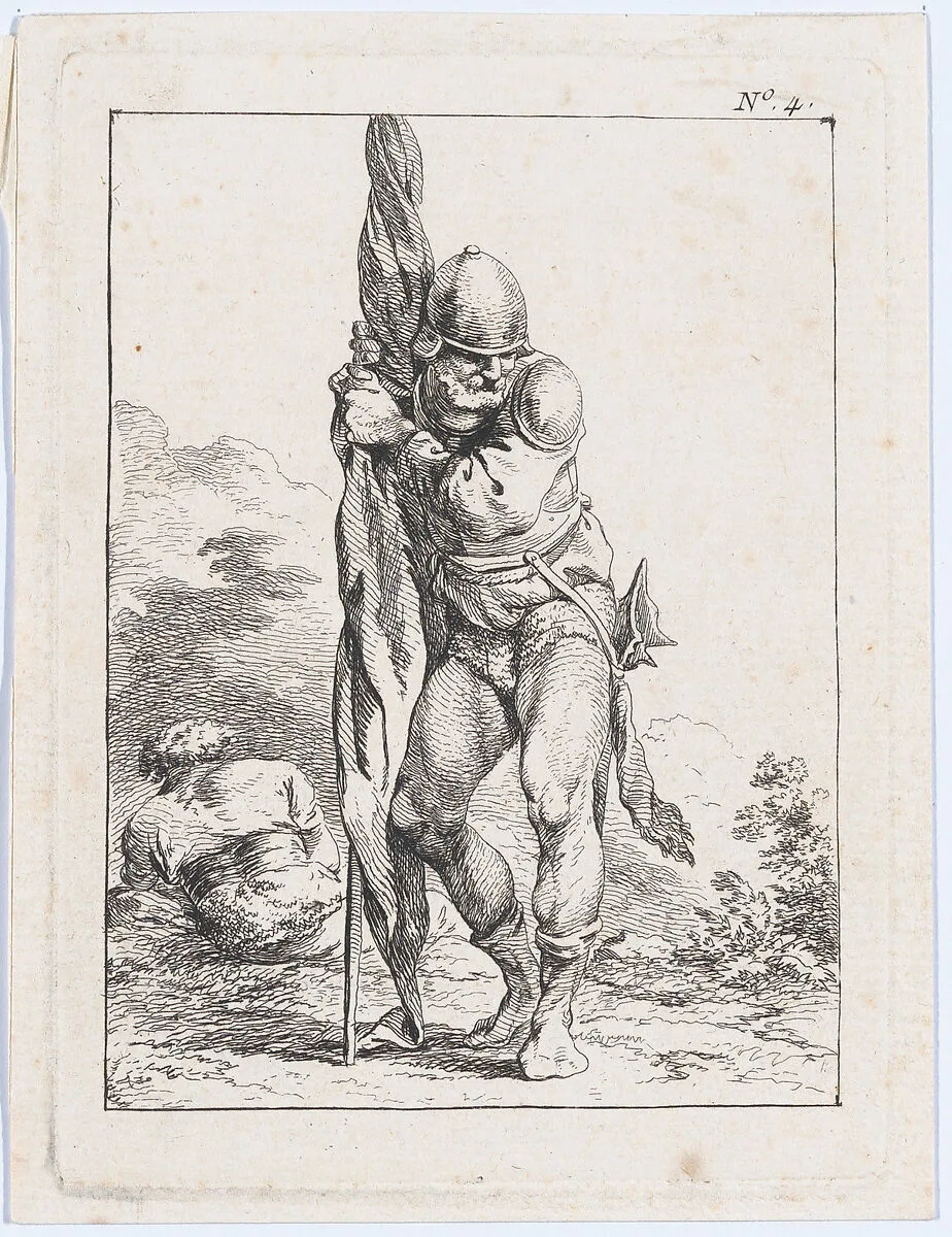 Standing Soldier Holding a Rolled Flag — Philippe Jacques de Loutherbourg