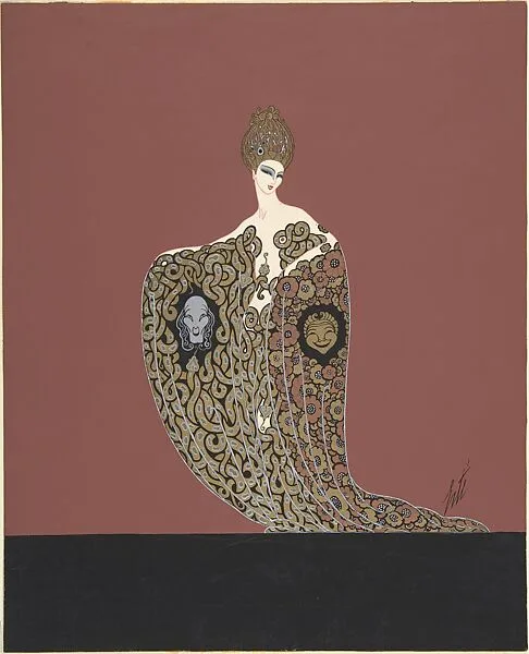 "Les Plaisirs - Innocents et Morbids" Ballet Costume Design of Twinned Serpents for "L'Or," Ziegfield Follies — Erté (Romain de Tirtoff)