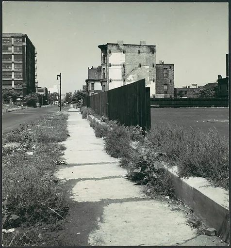 [Sidewalk and Buildings on Prarie Avenue, South Side of Chicago, Illinois]