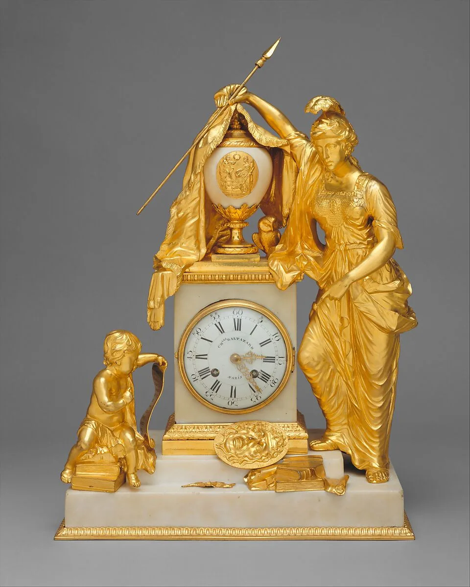 Minerva clock — Theodore Rodel|Vincenti et Cie|Matthew Boulton|Henri-Charles Baltazard|Louis-Charles Baltazard