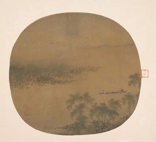 南宋 佚名 泛舟柳塘圖 團扇|Boating by a Willow Bank
