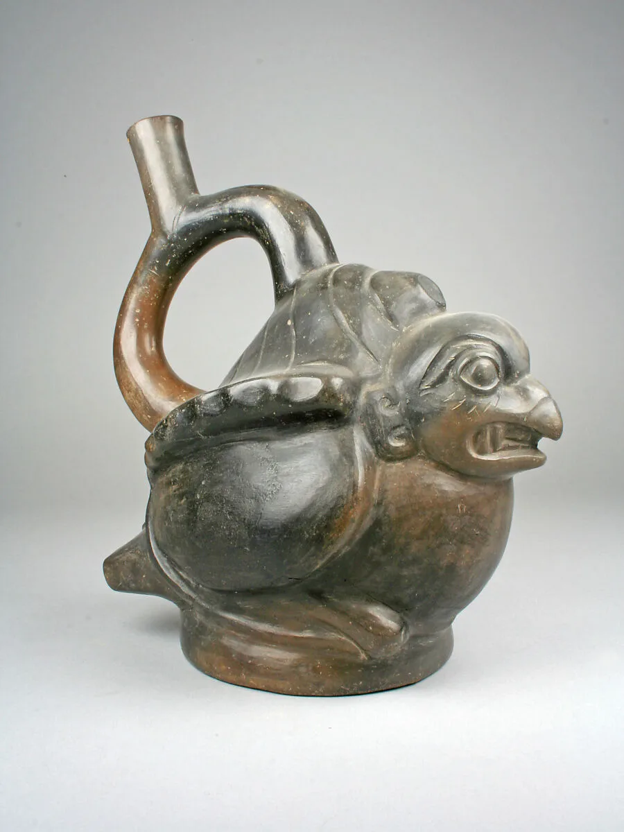 Stirrup Spout Bottle with Bird and Snake — Unknown