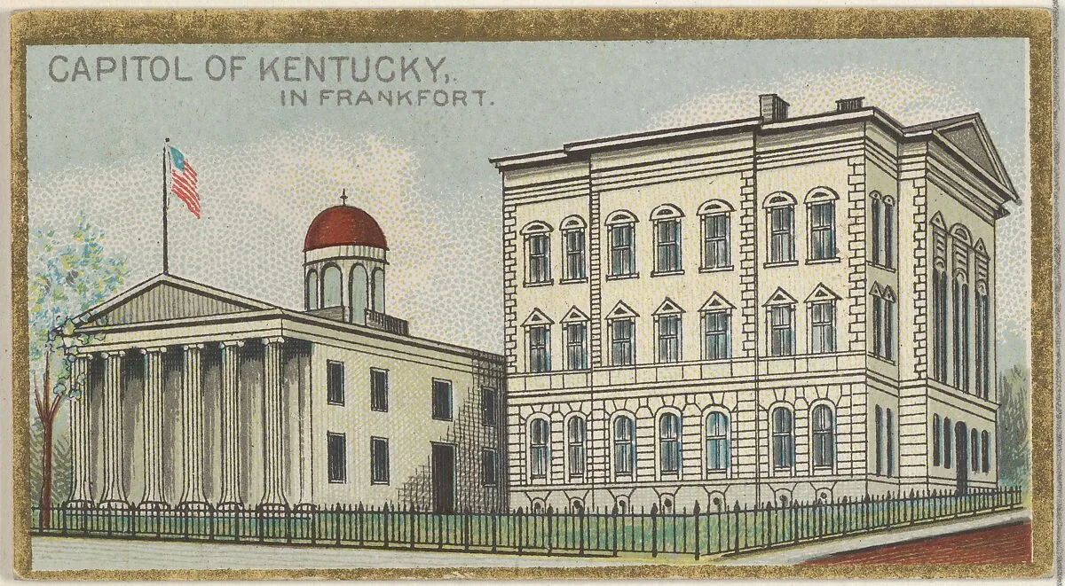 Capitol of Kentucky in Frankfort, from the General Government and State Capitol Buildings series (N14) for Allen & Ginter Cigarettes Brands — Allen & Ginter|The Gast Lithograph & Engraving Company