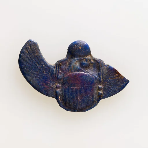 Amulet of winged scarab with falcon head