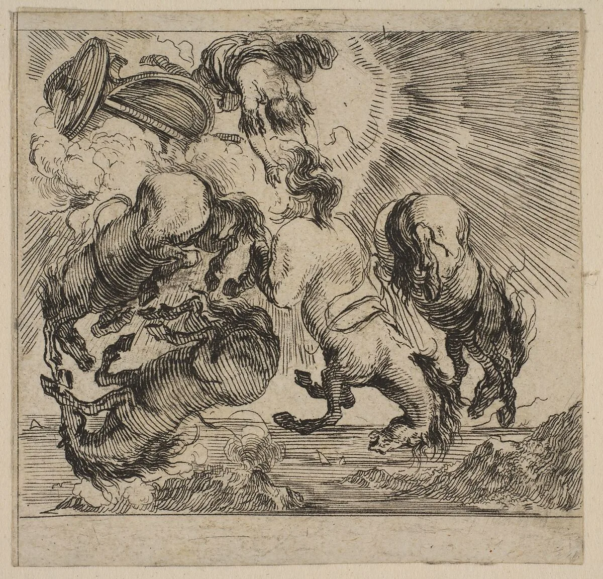 Phaeton, from 'Game of Mythology' (Jeu de la Mythologie) — Stefano della Bella|Jean Desmarets de Saint-Sorlin|Henri Le Gras|Louis XIV, King of France|Cardinal Jules Mazarin