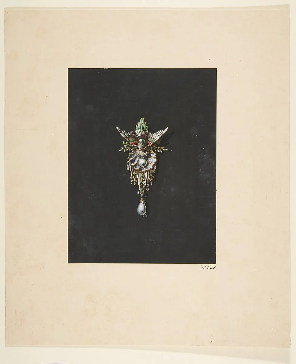 Design for a brooch with bird motif — Anonymous, French, 19th century