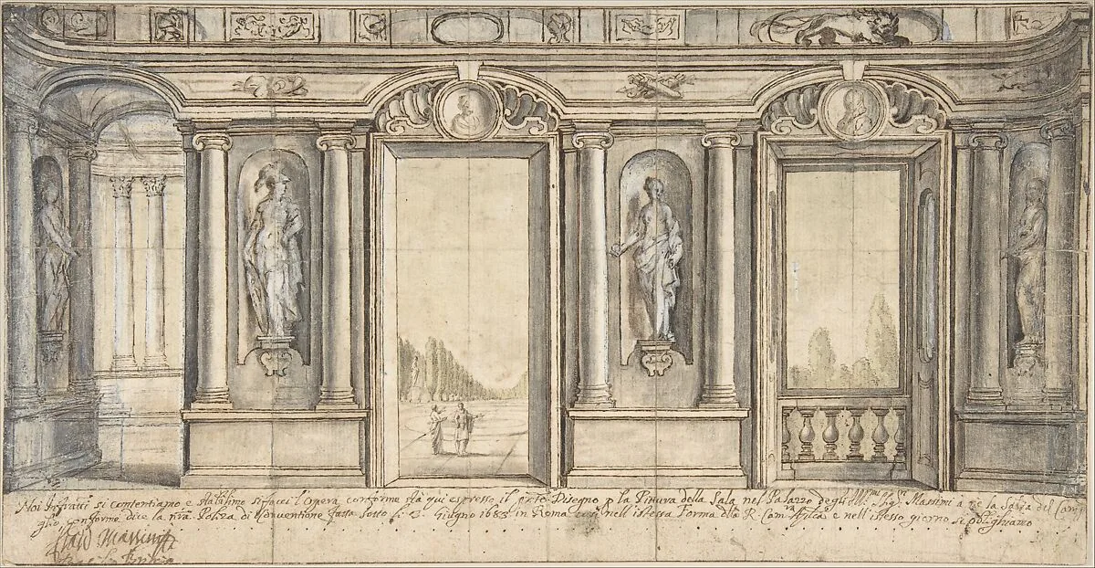 Design for a Painted Wall Decoration for Palazzo Massimo all'Aracoeli (Rome) — Basilio Briccio