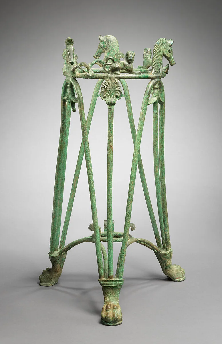 Bronze rod tripod stand — Unknown