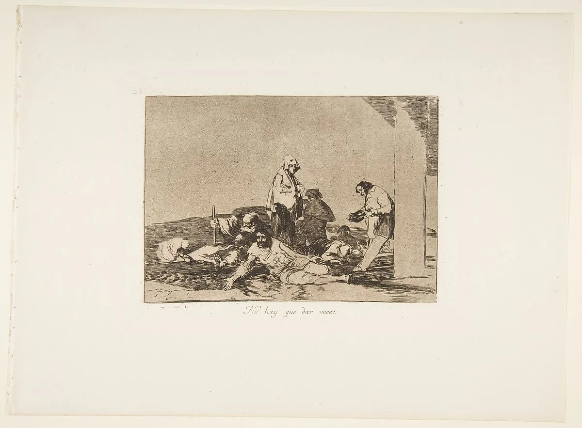 Plate 58 from "The Disasters of War" (Los Desastres de la Guerra): 'It's no use crying out' (No hay que dar voces) — Goya (Francisco de Goya y Lucientes)