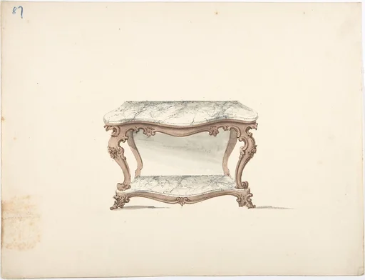 Design for a Marble Topped Table with a Marble Shelf