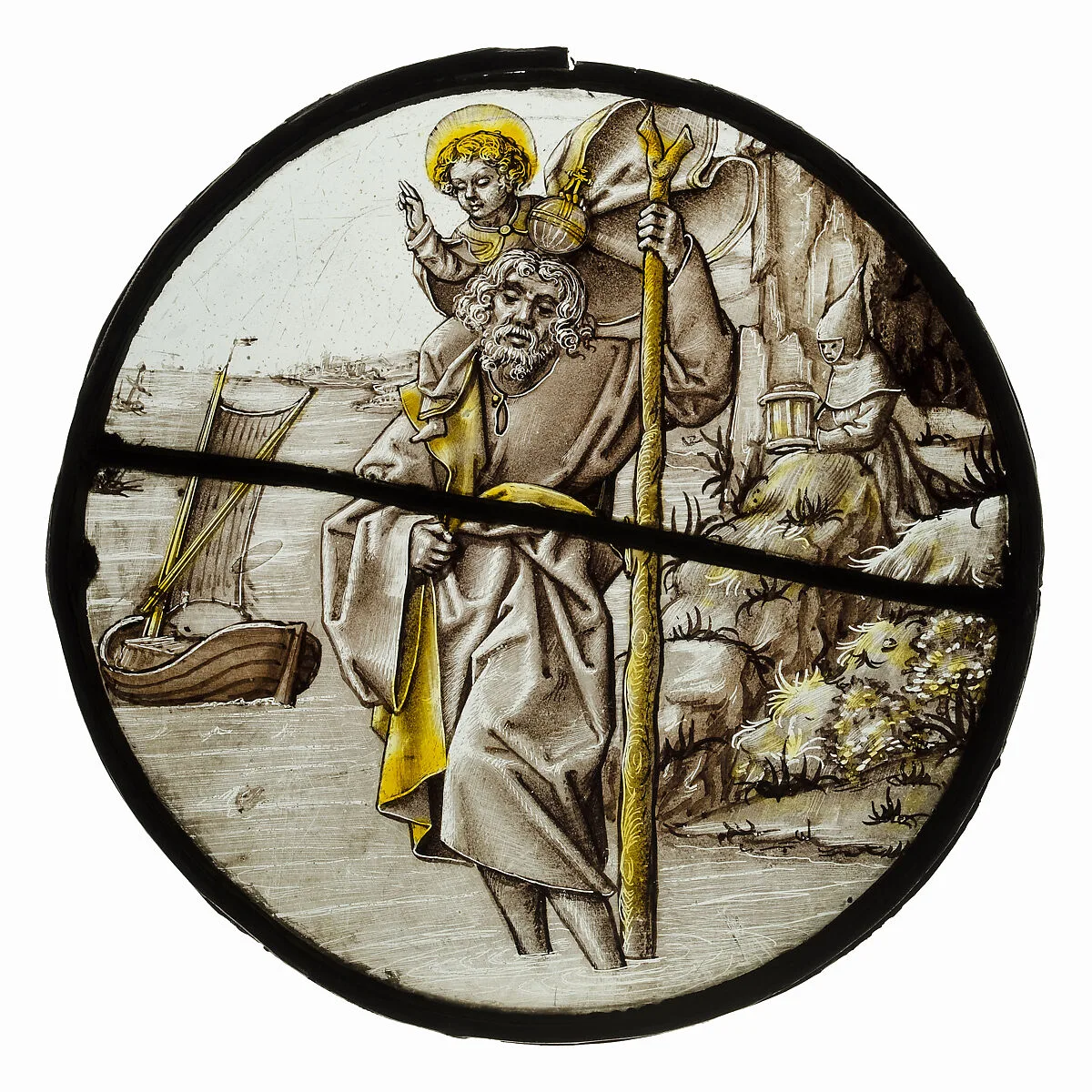 Roundel with Saint Christopher — Unknown
