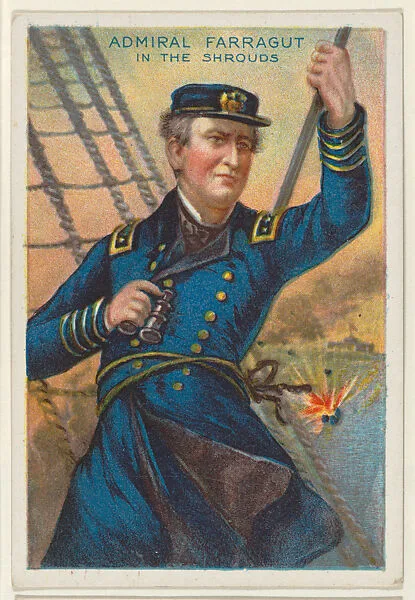 Admiral Farragut in the Shrouds, from the "Heroes of History" series (T68), issued with Miners Extra Smoking Tobacco, Natural Leaf Scrap, and Royal Bengals Little Cigars — Royal Bengals Little Cigars|David Glasgow Farragut
