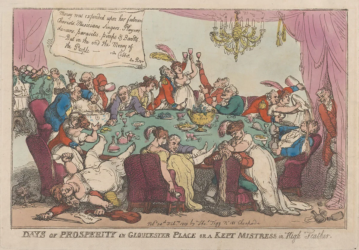 Days of Prosperity in Gloucester Place or a Kept Mistress in High Feather — Thomas Tegg|Thomas Rowlandson|Prince Frederick Augustus, Duke of York and Albany